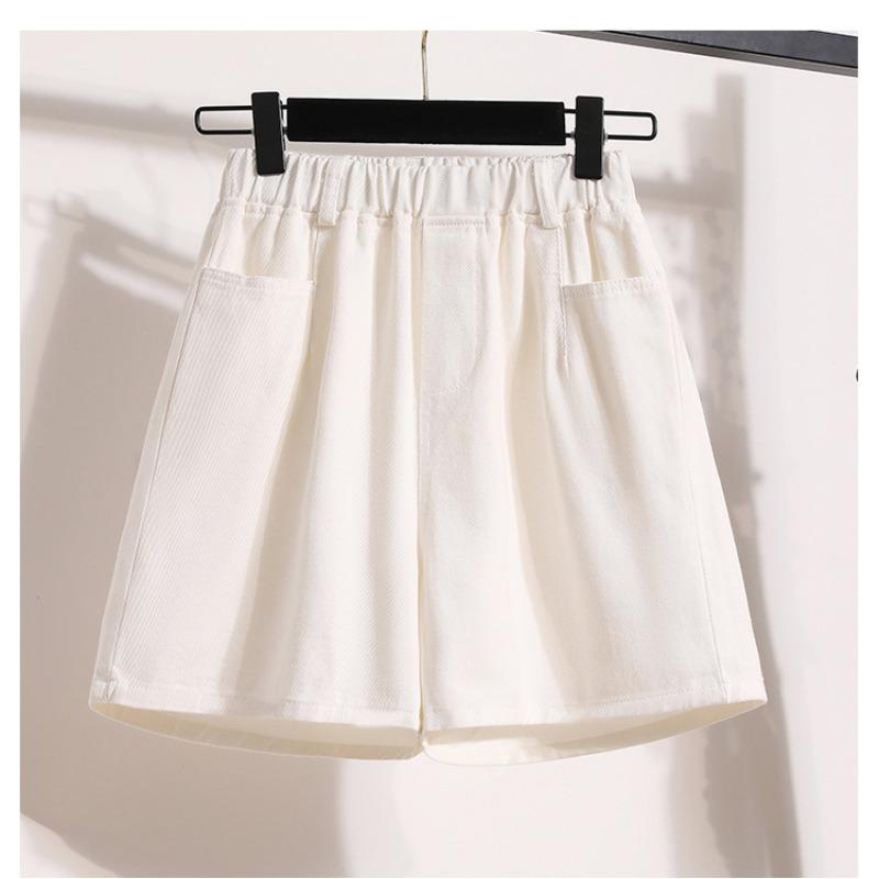 New Summer A-line Thin Tennis Denim Shorts for Women with Slightly Fat MM Versatile Loose High Waist Wide-leg Pants