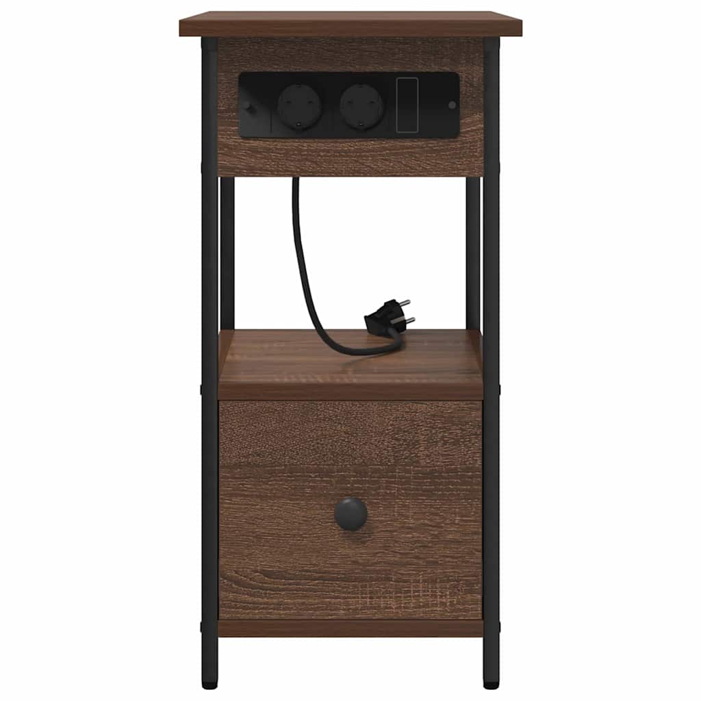 Nightstand Brown Oak Look 60 x 30 x 61 cm Engineered Wood