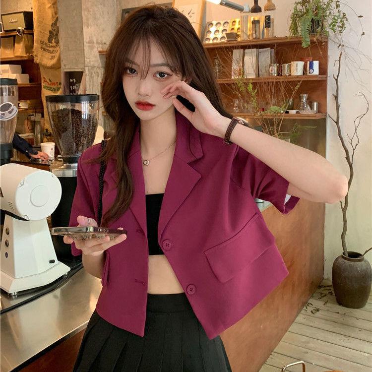 

Short Section Suit Short-sleeved Jacket Summer Korean Version of The Sweet Cool Spicy Girl Fried Street Fashion Small Women Plus Size