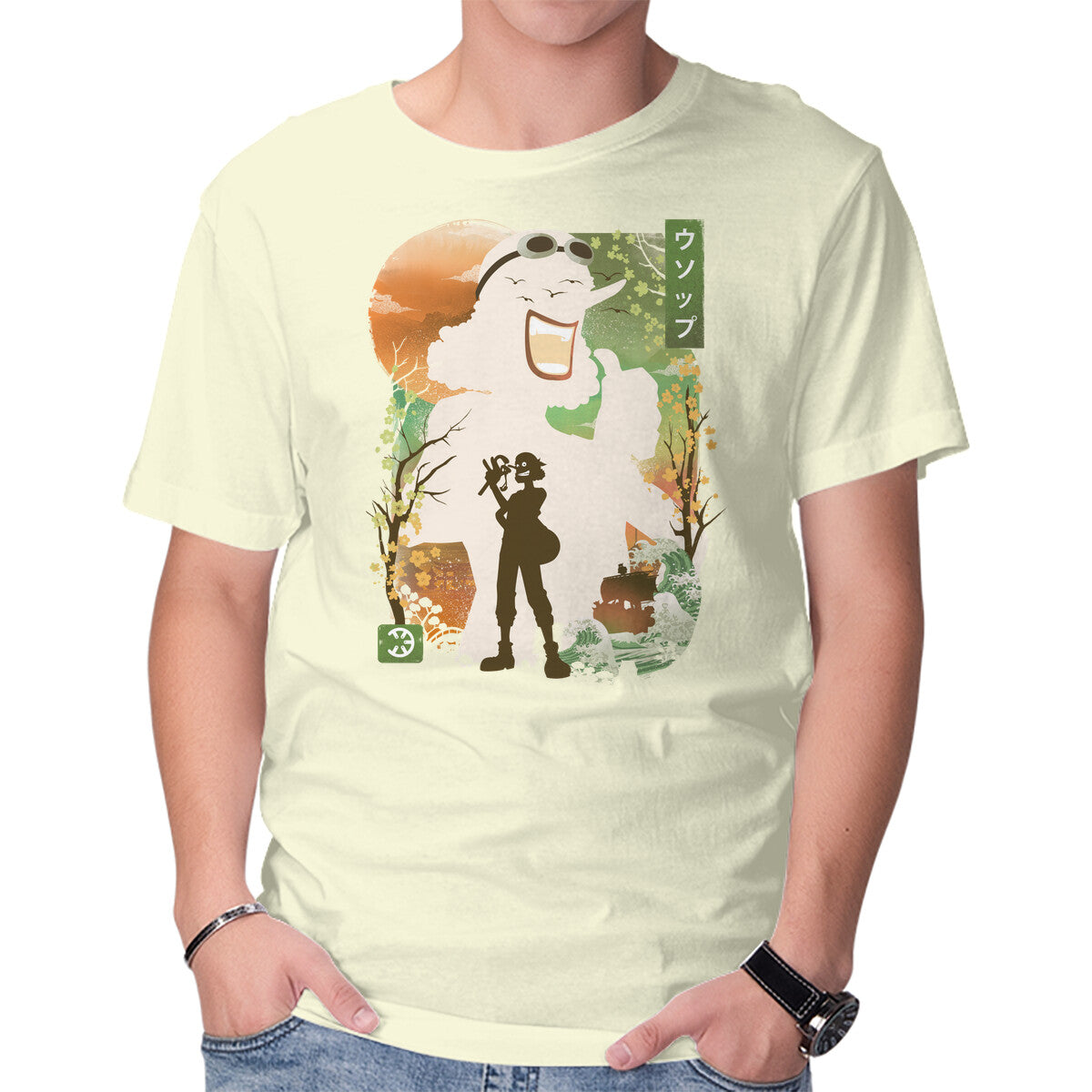 Unisex Crew Neck T-Shirt Ukiyo The Sniper Graphic Short Sleeve Casual Tee XXL