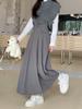 Plus Size Women's High Waist Black A-Line Midi Skirt - Autumn/Winter Fashion