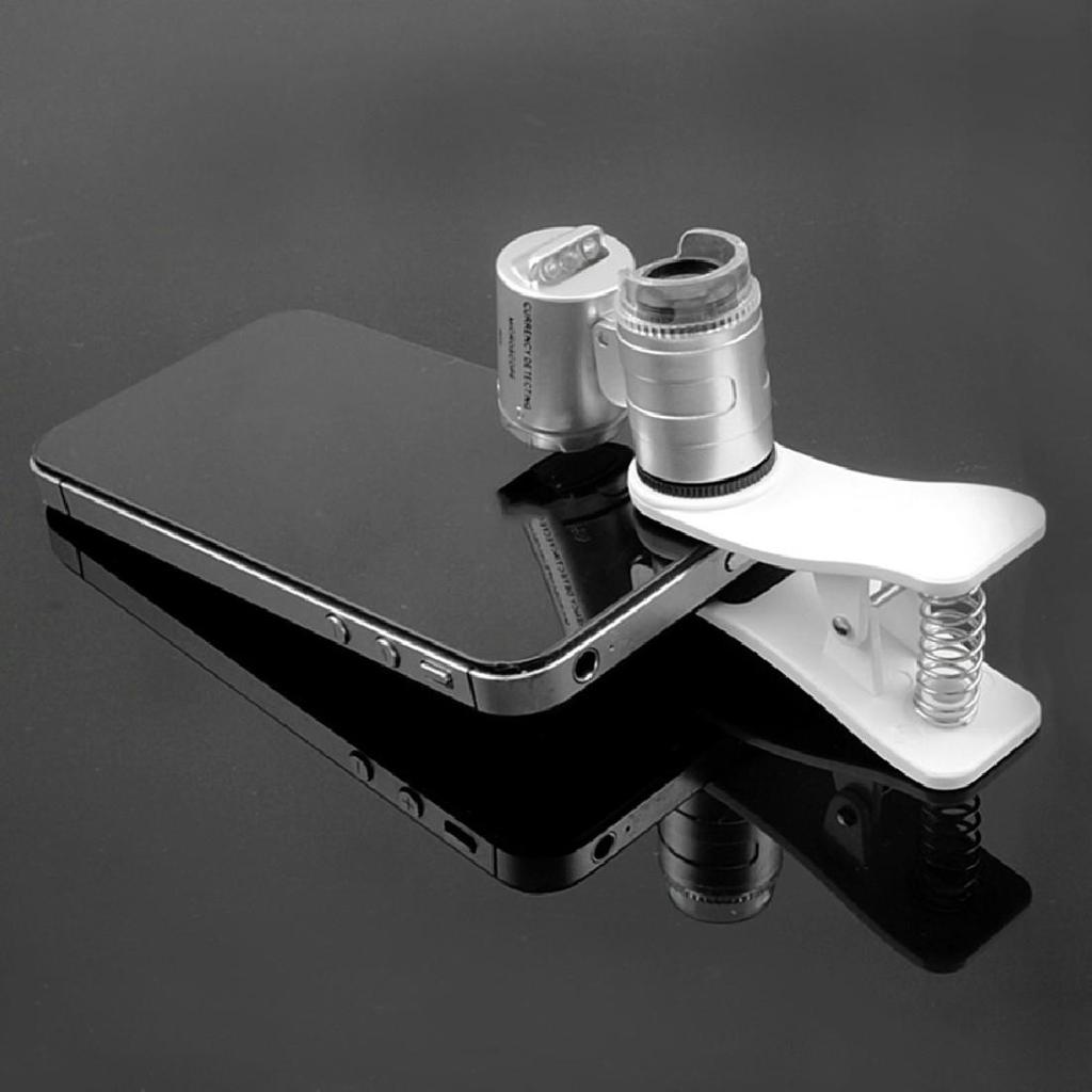 60x Handheld Mini Pocket Microscope Loupe Jeweler Magnifier With LED Light with Clip Christmas Gift