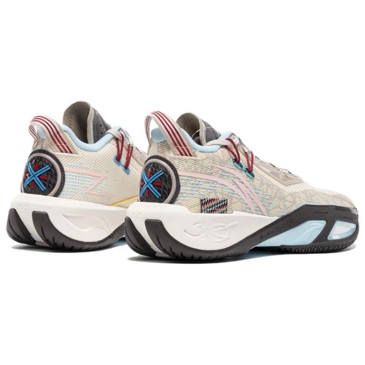 Scarpe da Basket Li Ning Fission 9 Tessuto Confortevole, Ammortizzazione in TPU, Resistenti all'Usura Basse da Uomo Beige ABPU003-3