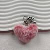 Sweet Plush Heart Bowknot Keychain Pendant Lovely Hanging Decorations Keyring Charm for Purse Bag Backpack Handbag