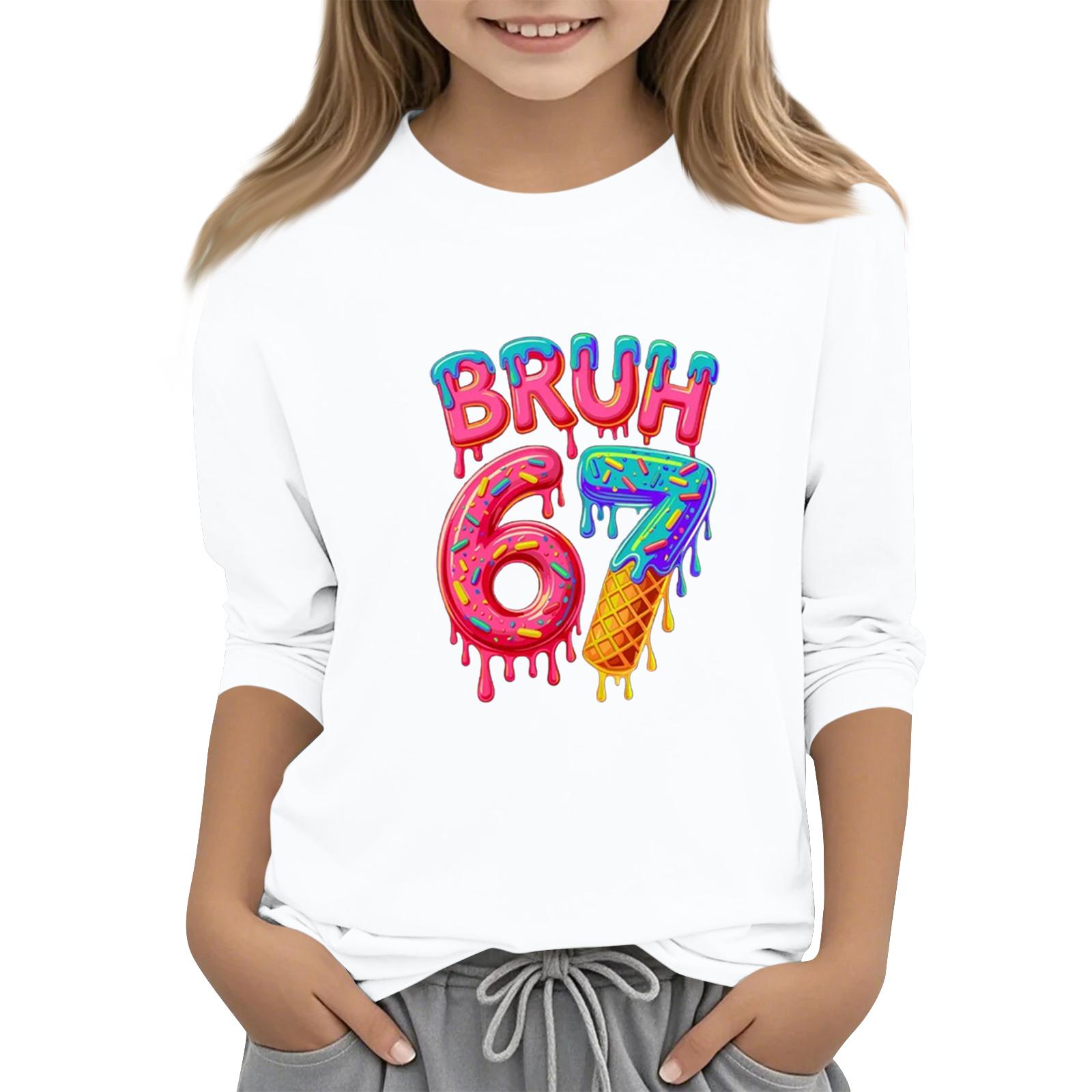 

Children s Fashion Three-Quarter Sleeve Round Neck Printed Casual T-Shirt Top 160 белый