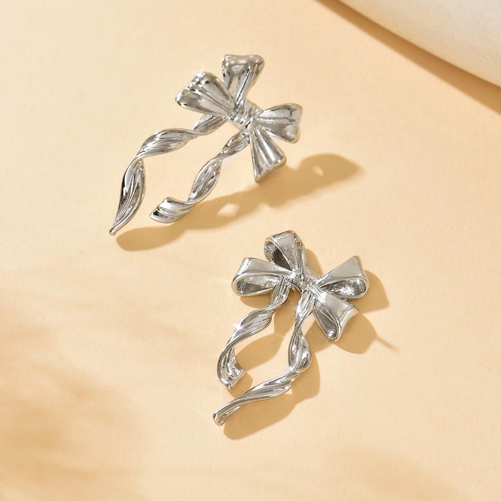 Personalized European and American Earrings Ins Niche Bow Streamer Design High-end Earrings