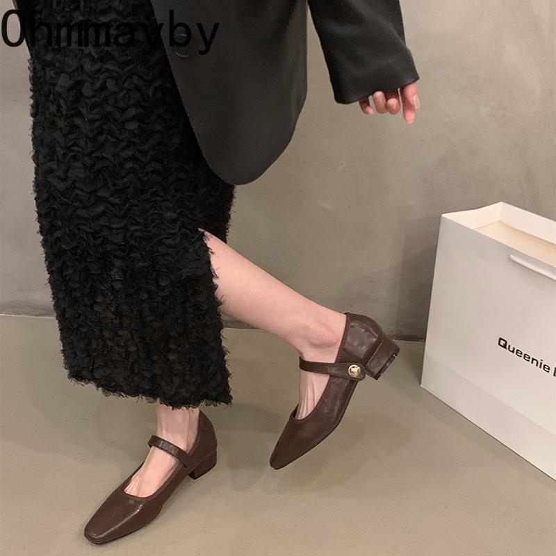 Spring Women Mary Jane Shoes Fashion Shallow Buckle Shoes Designer Vintage Ladies Casual Dress Street Style Shoes