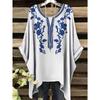 Women T-Shirts Bohemian Vacation Simple Pattern Print Tops Irregular Hemp Round Neck Fashion Versatile Short Sleeve Y2k Clothes