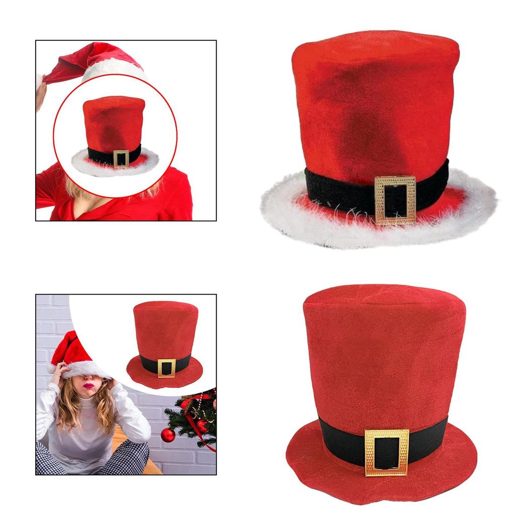 Christmas Top Hat Creative Decor Sturdy for Men Women Santa Claus Hat Xmas Hat for Cosplay Festivals Props Themed Party Dress up