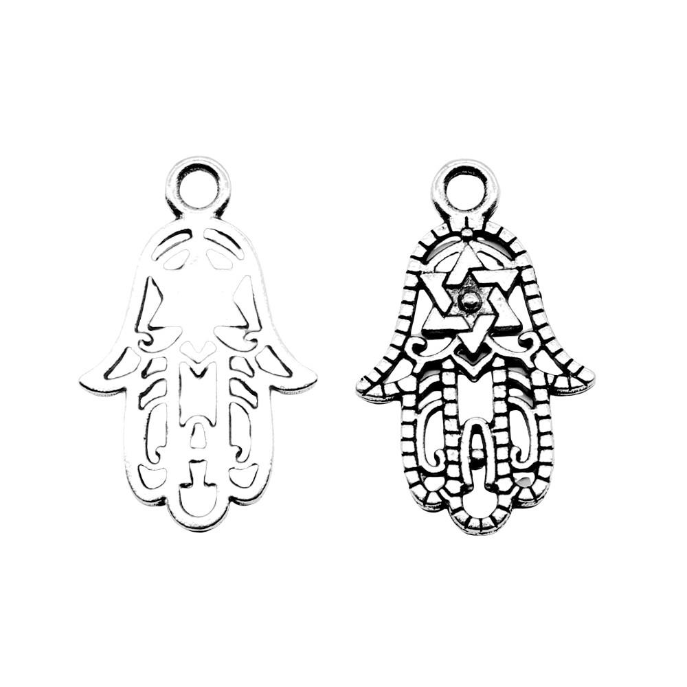 Alloy Hamsa Hand Charms Amulet Pendants For Good Luck Jewelry Making