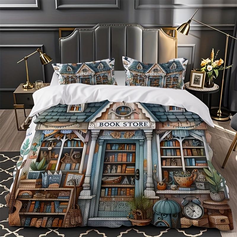 Comforter Book Store Style Bedding Set 3D Printed Single Twin Double Size Home Decor Birthday Gift For Kid