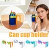 Spill-Proof Can Lid with Straw and Adjustable Can Holder Handle for Easy Grip and Stable Support Suitable for Standard Beverage Cans and Bottles