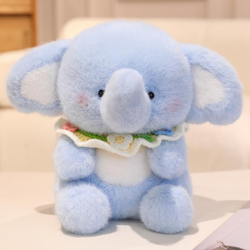Non-Toxic Cute Elephant With Bib Plush Toy Cartoon Stuffed Animals Plushies Doll Soft Peluches Toys For Children Gift Room Decor