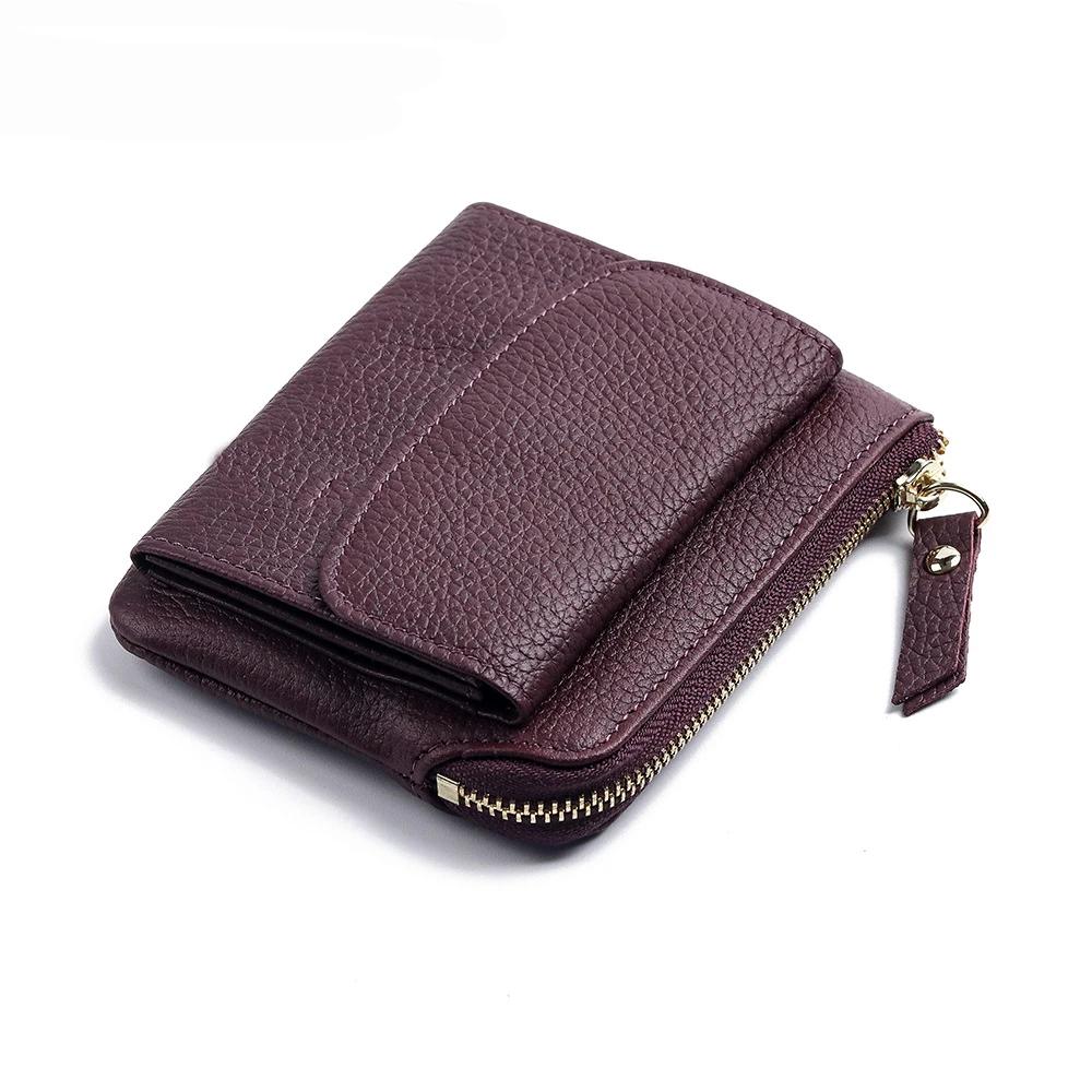 Echtes Leder Damen Mini Geldbörse Damen Kurze Geldbörsen und Portemonnaies Reißverschluss Leder Münzbeutel Schlüsselanhänger Münzen Tasche