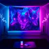 Cyber Wolf Soul Tapestry Red-Eyed Three Wolves Neon Starry Sky Smoke Esports Room Theme Party Decoration