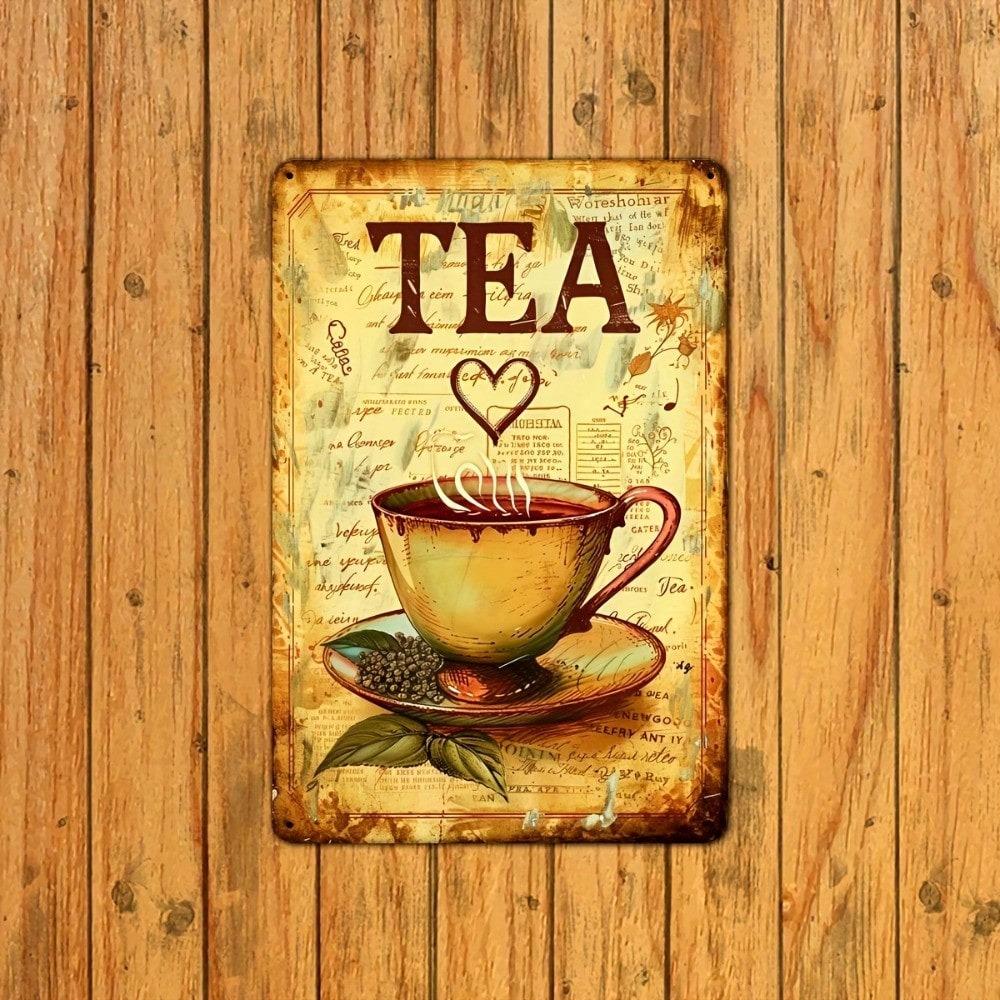 Metal Tin Sign Apple Farm Wall Decor Vintage Country Kitchen Art Fruit Basket Checkerboard Home Storage