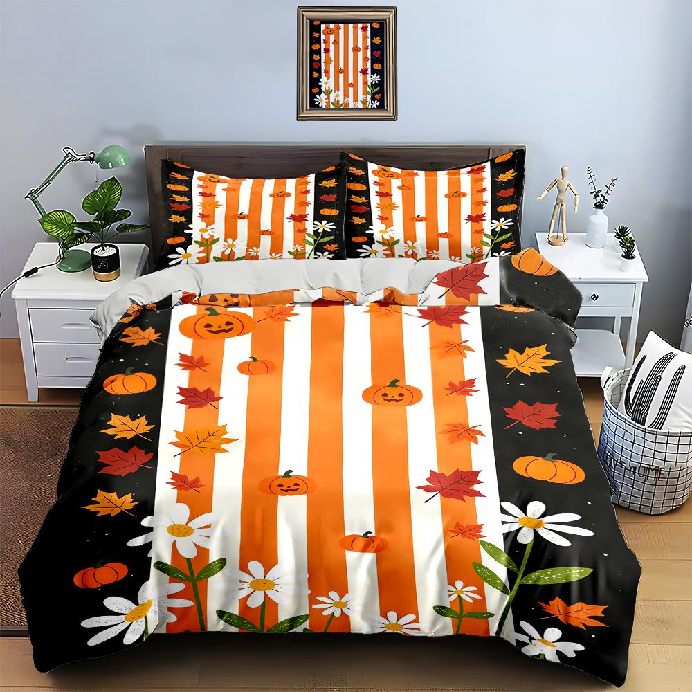 Striped, Festive, Autumn. Bedding Duvet Cover Sets Duvet Covers Pillowcases Gifts (1 * Duvet Cover 2 * Pillowcases, Without Duvet Insert)
