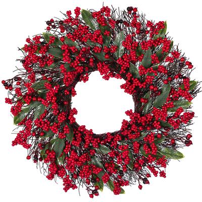 Christmas Wreath Decorations Red Berry Circle Garland for Holiday Wall Front Door Shop Decor