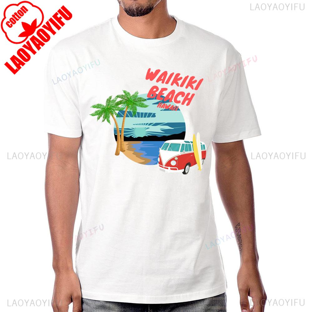 Summer Style OAHU HAWAII Beach Tshirt Casual Cotton Short Sleeve Streetwear Man Tshirt Harajuku Hip Hop Breathe Comfort Tees
