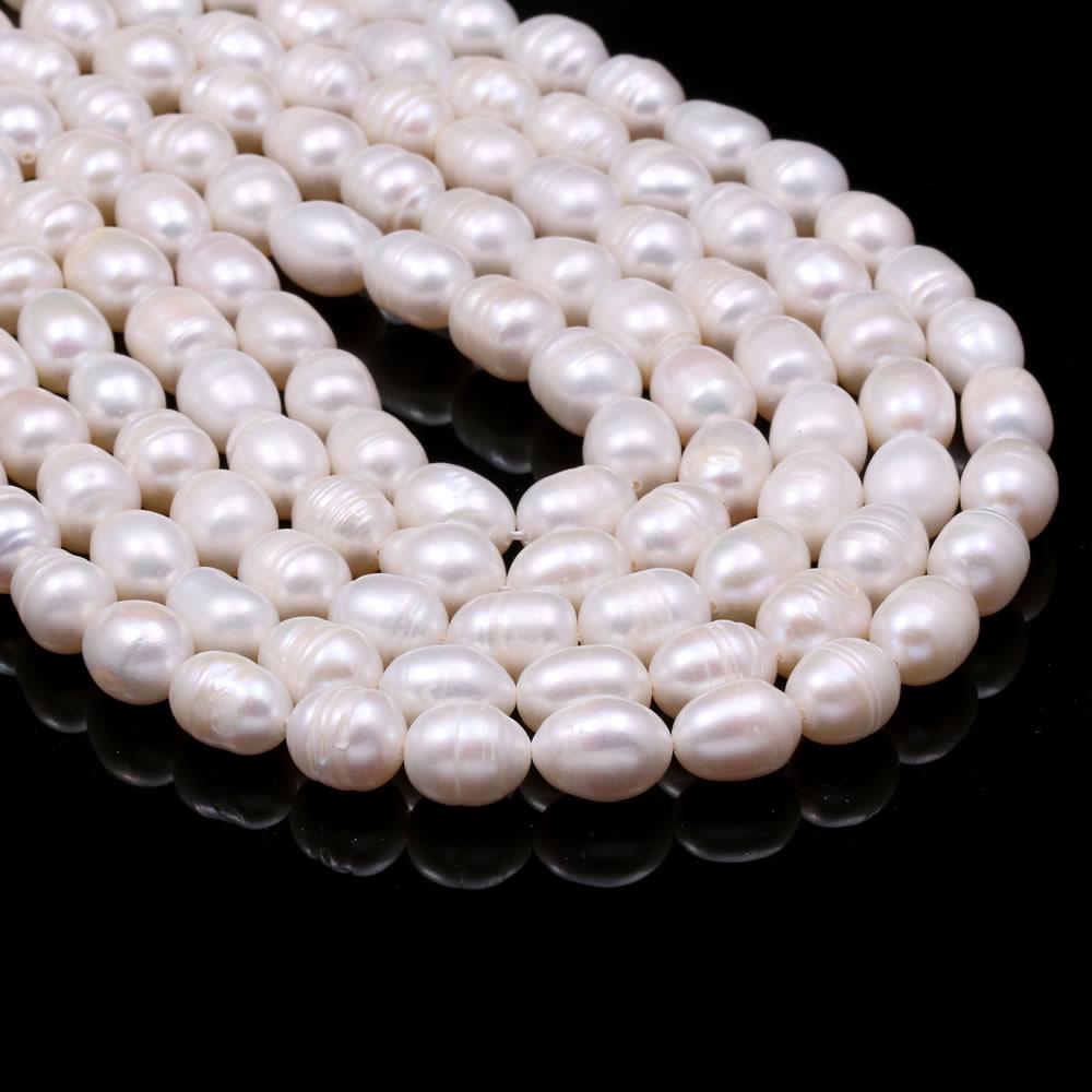 1String, White Natural Freshwater Pearls, Oval Pearl Beads, 8–9 Mm, for DIY Necklace Accessories, Valentine's Day Gifts, 36cm