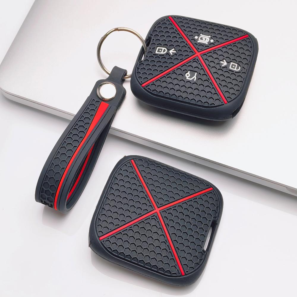 Silicone Smart Key Fob Cover for Zeekr Zeekr 001 Zeekr 009 Zeekr X Zeekr 007 with Keychain Honeycomb Texture Metal Keychain Smart Remote Key Protector