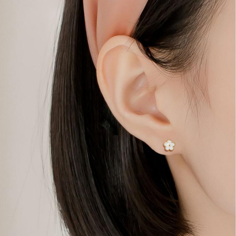 925 Sterling Silver Fashion Colorful Drip Oil Flower Screws Earrings for Women Exquisite Korean Temperament Jewelry Gift