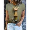 Modisches Damen Rundhals Kurzarm 3D Porträt Farbig Bedrucktes Porträt Kurzarm Rundhals T-Shirt