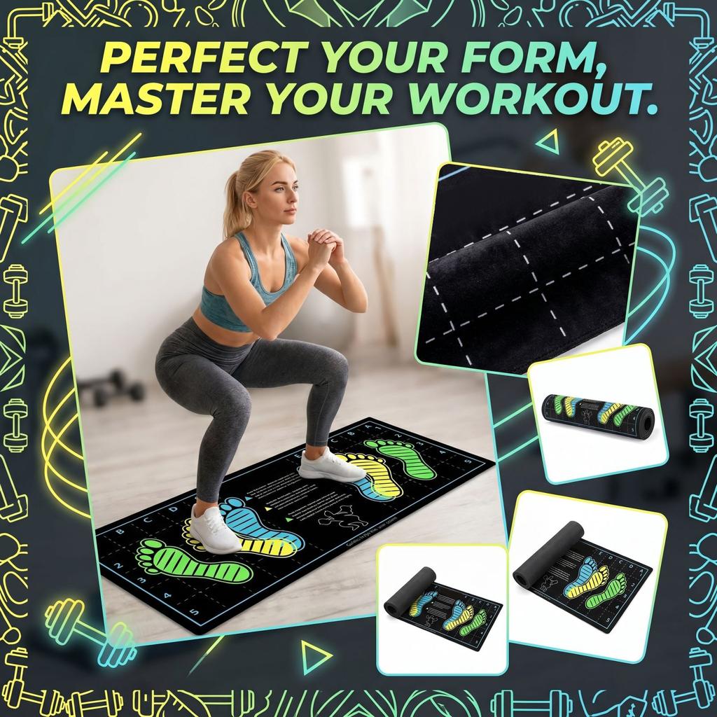 Home Fitness Exercise Mat Crystal Velvet Non Slip Squat Push Up Positioning Mat for Men and Women Workout Training Floor Mat