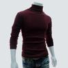 Men Shirt Solid Color Long Sleeves Slim Fit Breathable Basic Soft Half-high Collar Elastic Anti-shrink Autumn Tops Daily Clothes