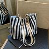 Striped large-capacity fashion handbag 2025 spring new versatile ins shoulder underarm bag tote bag