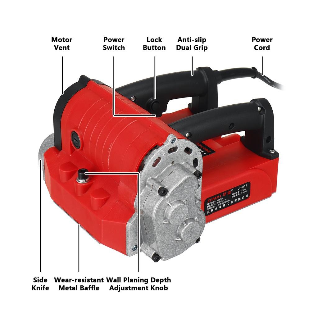 2680W 220V Electric Wall Planer Variable Speed Hand Held Power Tool Wood Cutting High Efficiency Planer Plane Wide Pure Copper Motor
