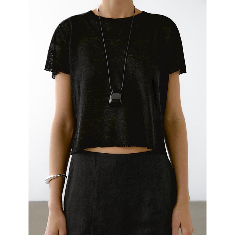 MD Summer New Arrival Women's Clothing American Basic Style Casual Minimalist Lightweight round Neck Short Sleeve T-shirt Top 6813703