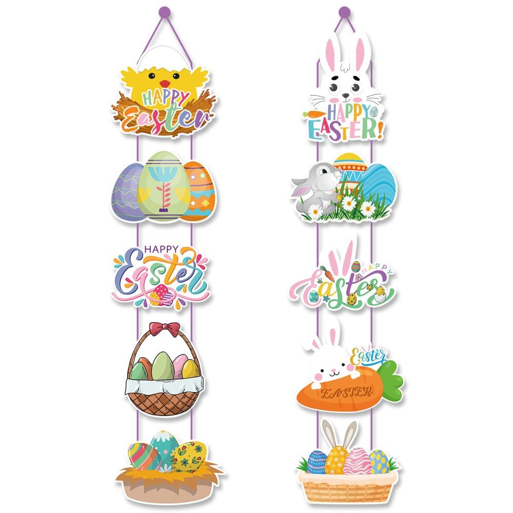 Cute Easter Rabbit Door Pendant Cartoon Party Door Couplet Happy Easter Wall Decor  Kids Gift