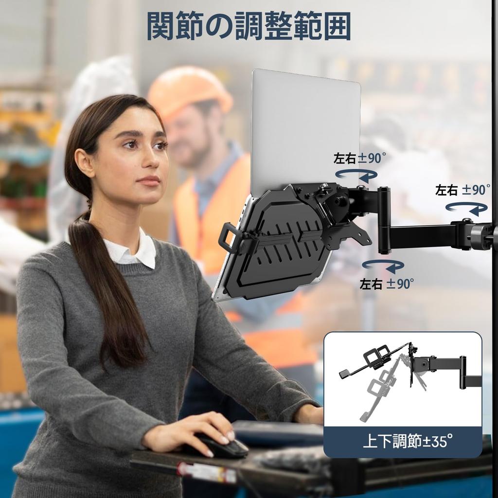 ACCURTEK Monitor Arm Pole Mounting Support with Laptop Tray and Laptop Holder Mount for Monitors Up To 32 Laptops from 12 To 18 Load Capacity 2 Easy