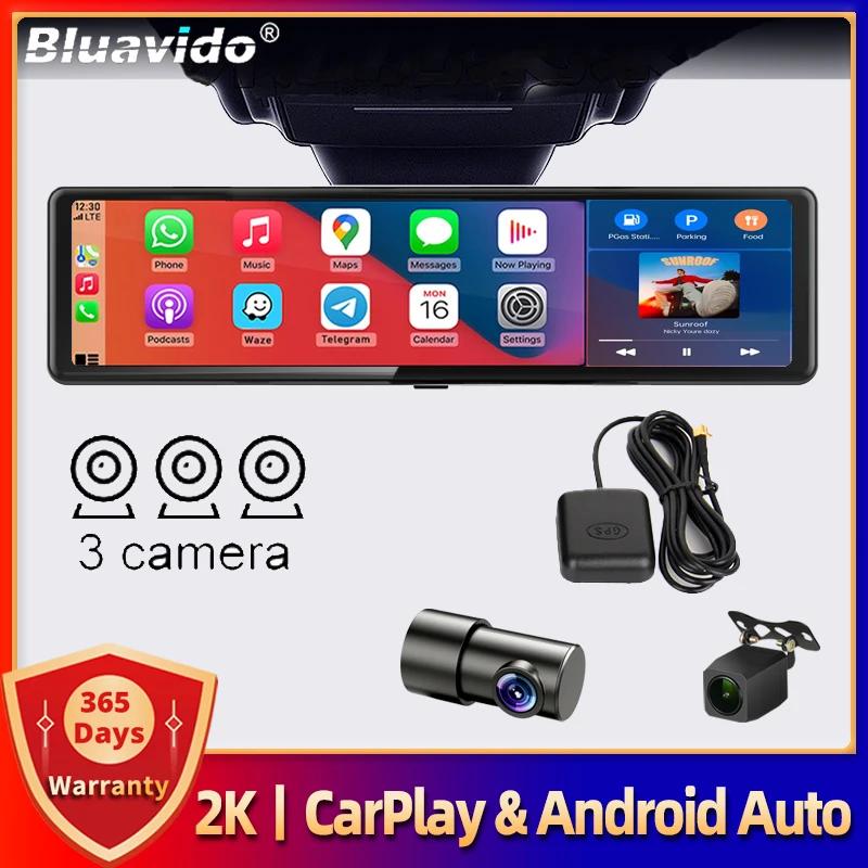 4K UHD 11.26 Inch 3 Channel Dash Cam GPS with Wireless Apple Carplay & Android Auto Voice Control Backup Camera IR Night Vision
