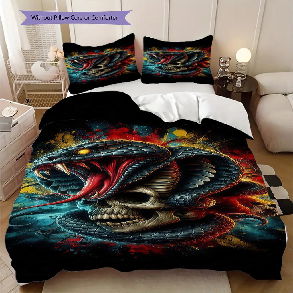 Skull Art Set Threepiece Set 1 Duvet Cover 2 Pillowcase Without Core Bedding Set Duvet Cover And Pillowcase Soft And Comfortable