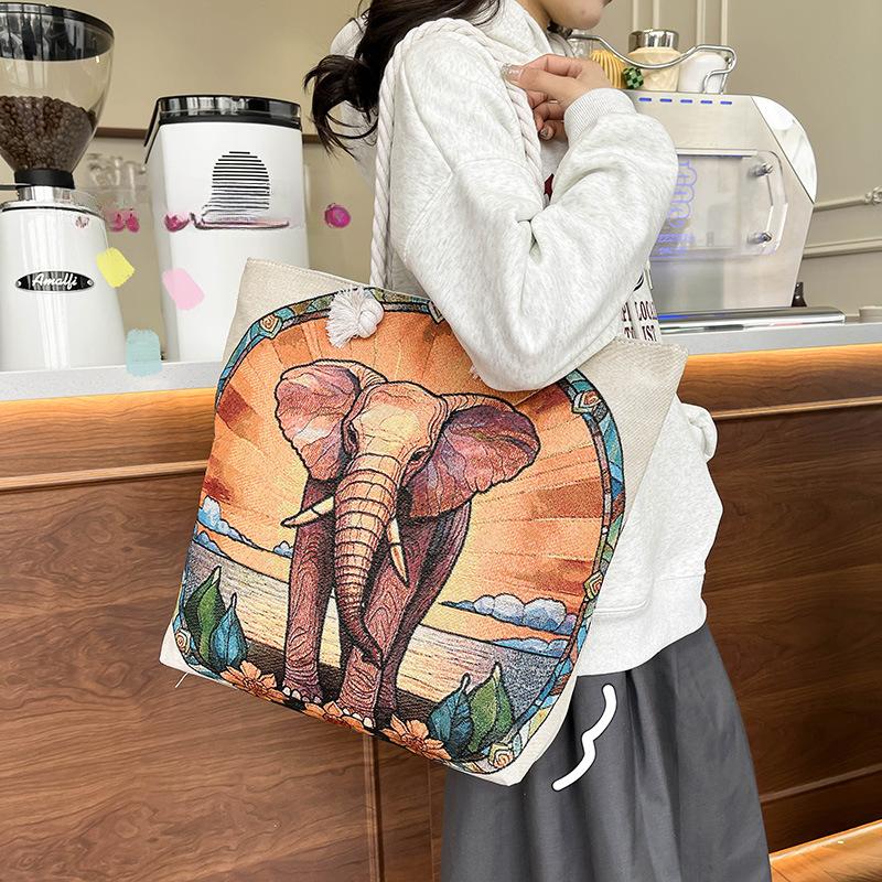 Fashionable Women's Crossbody Bag Double-sided Single-shoulder Bag Embroidered Tote Bag