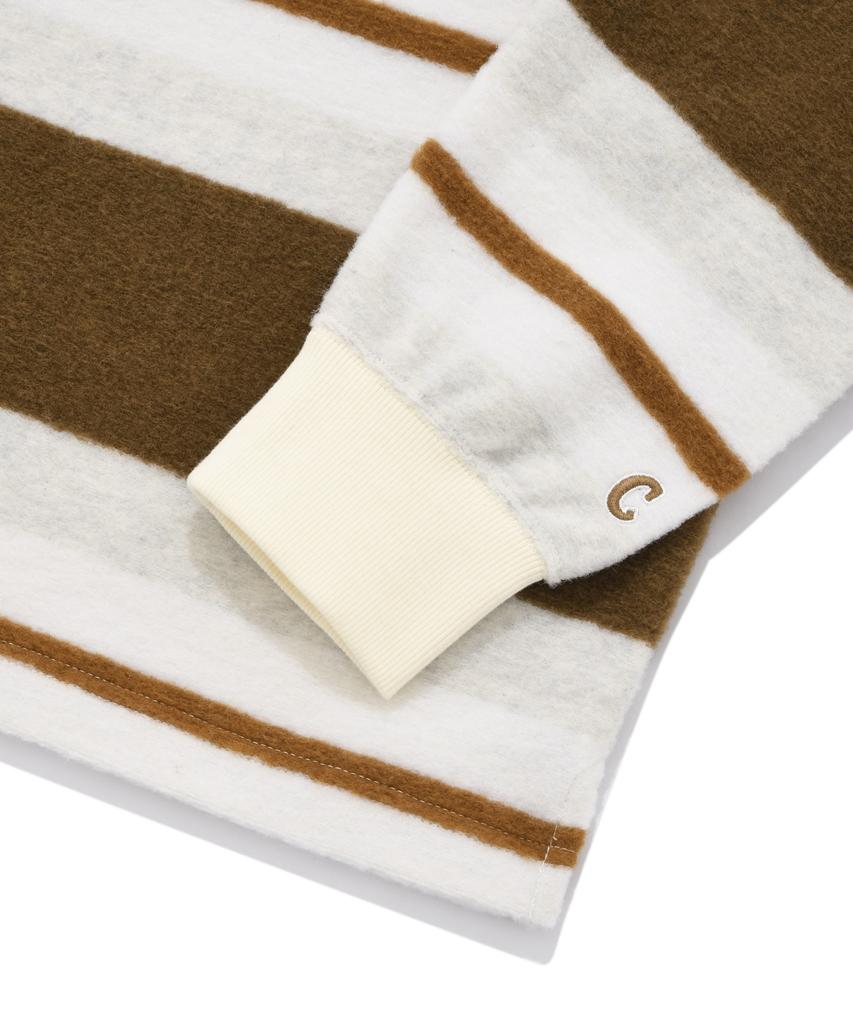 COVERNAT Striped Collar Knit Brown