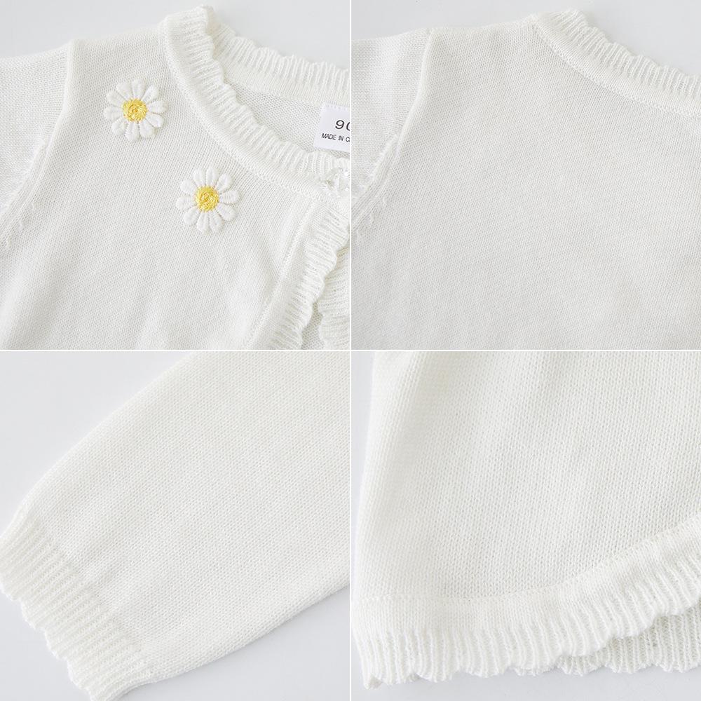 Pure Cotton A-type Sunflower Children's Shawl Summer Air-conditioning Shirt Girls Knitted Cardigan Jacket