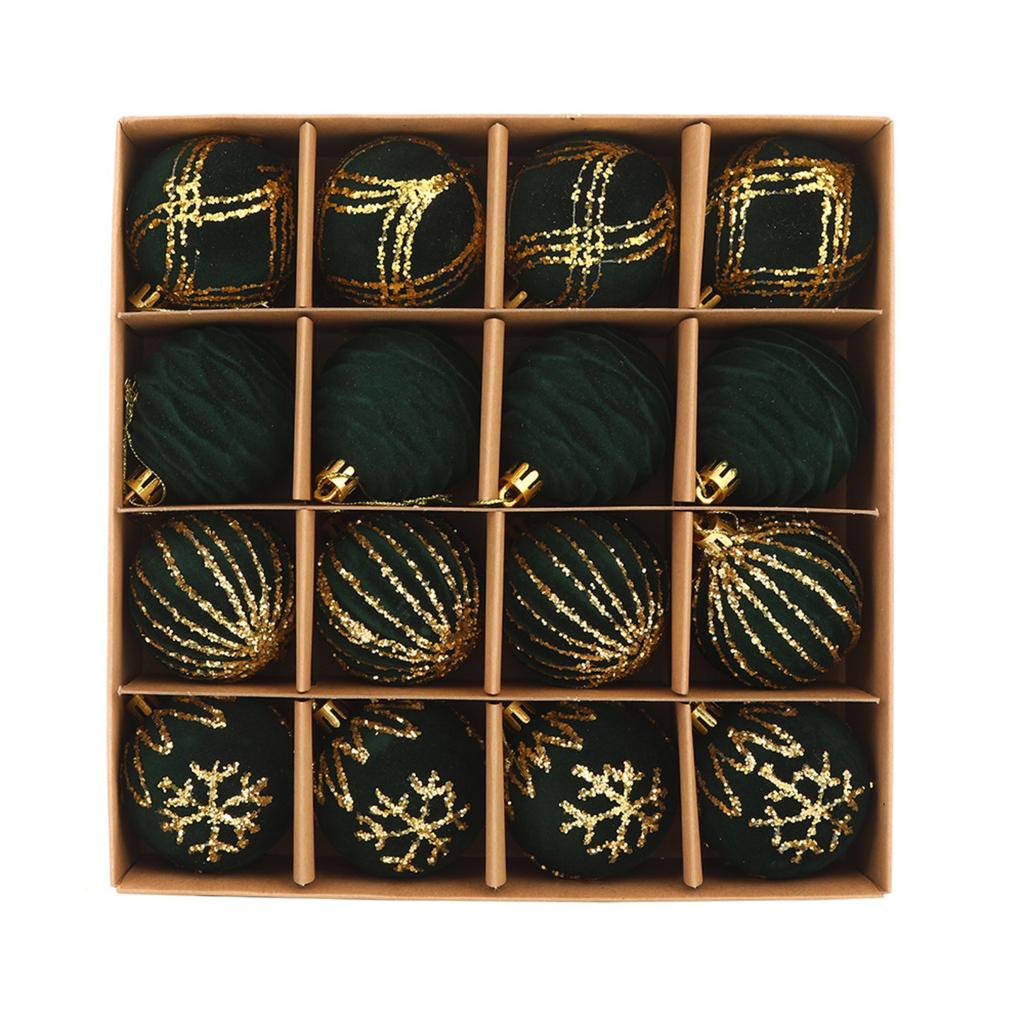 Christmas Party Decorations Flocking Hanging Balls Holiday Shopping Mall Window Christmas Tree Decoration Painted Ball Pendants