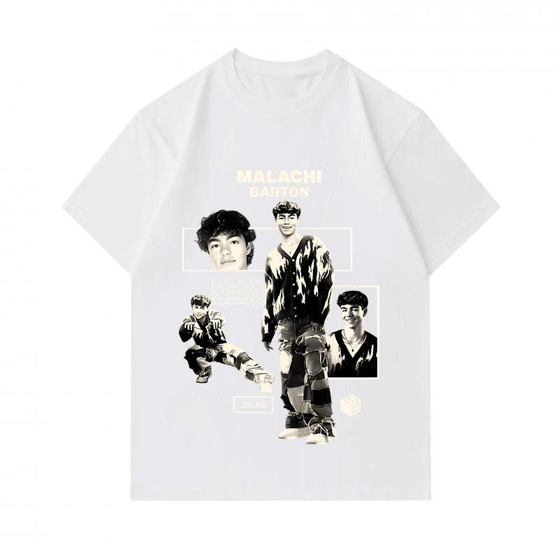 T-shirt Homme 100% Coton Col Rond Manches Courtes, Malachi Barton Rétro Vintage Impression Graphique Décontracté Confortable Quotidien pour 2025 Mode de Rue L