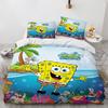 3D Cartoon S-Spongebob Bedding Set Polyester Duvet Cover Pillowcase Kids Bedroom Bed Twin Full Queen Size for Children Room Gift