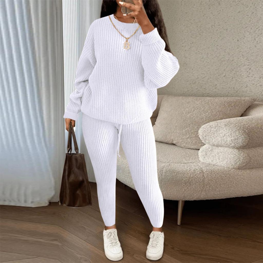 Fashionable Women's Casual Knitted Two-piece Suit