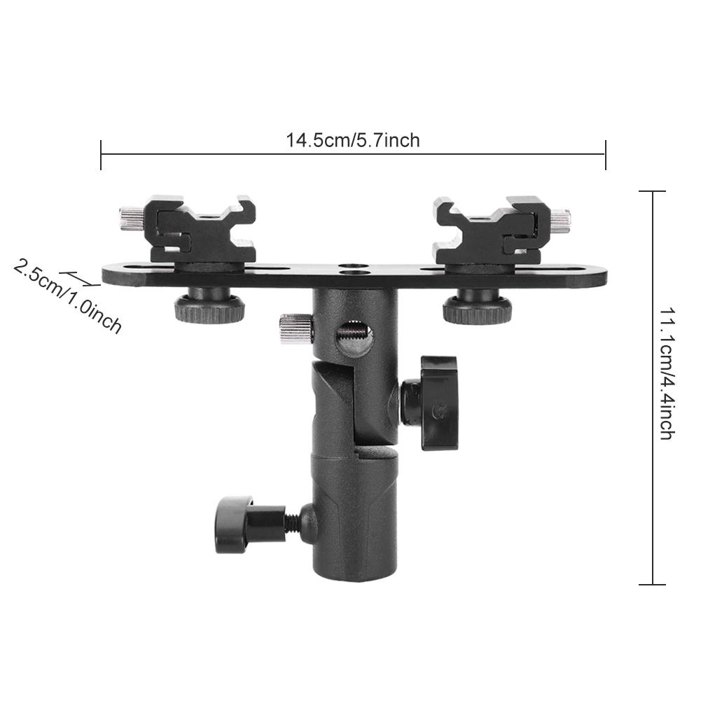 Dual Hot Shoes Flash Lamp Mount Holder Bracket For Camera Video Camcorder