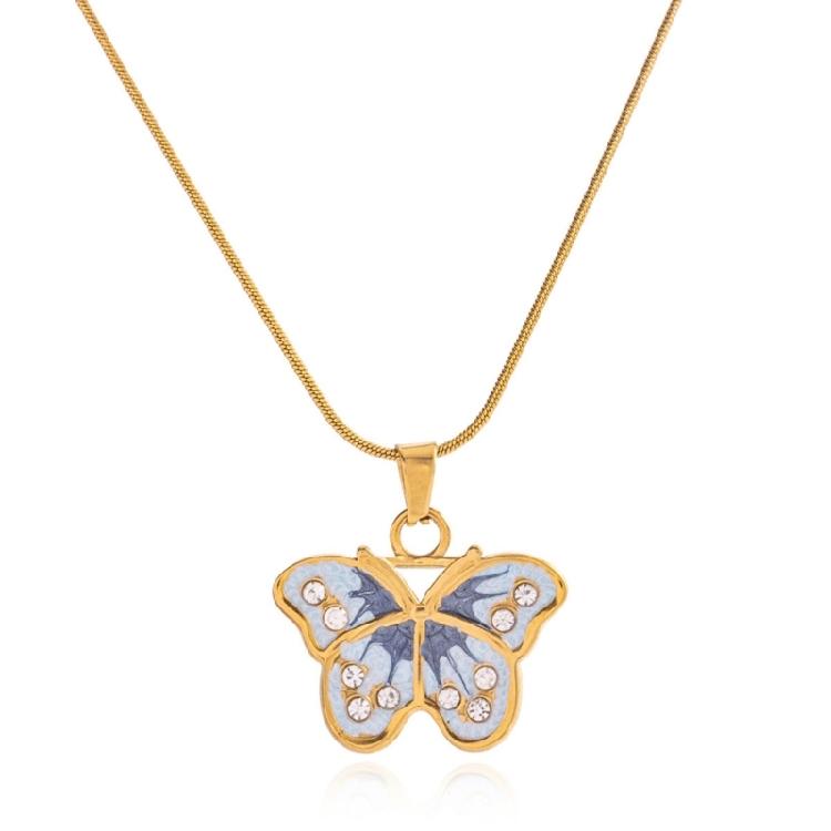 

Glossy Butterfly Motifs Necklace Sturdy Stainless Steel Design Seamlessly Transitions From Office To Party