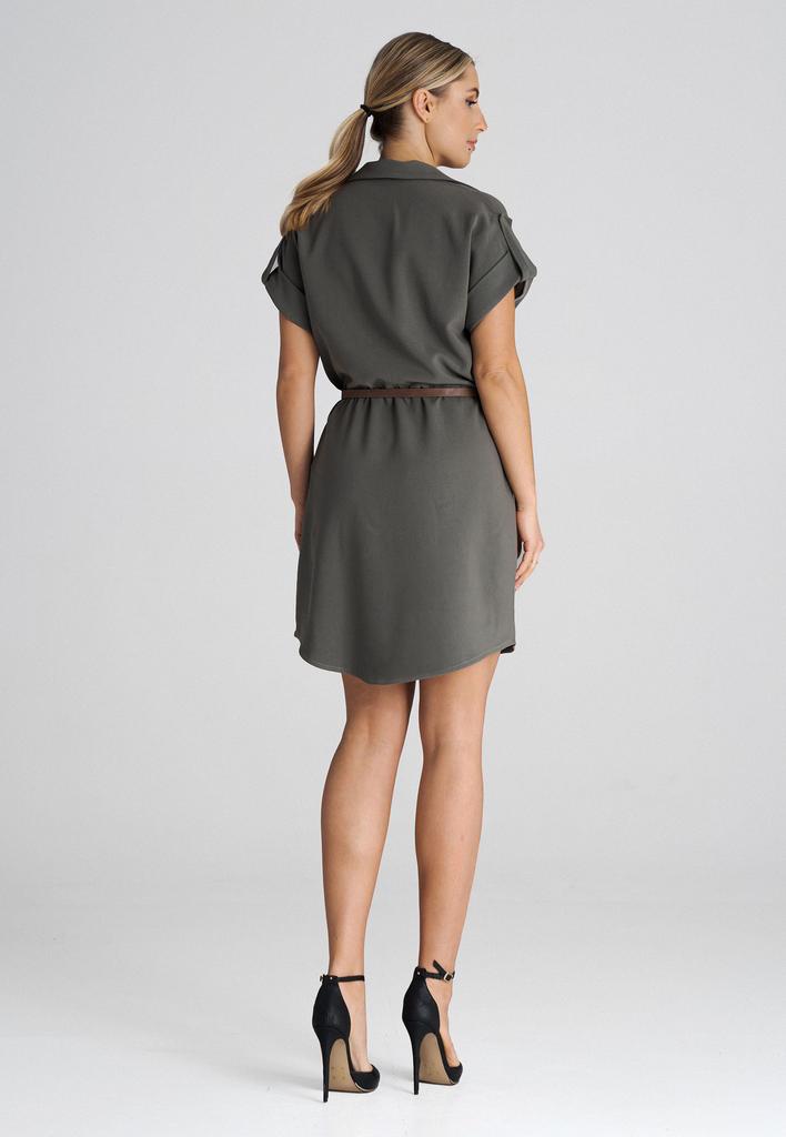 Loose Olive Green Dress with Belt M1001 Size L
