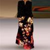 Fashion Style Spring and Summer Fashion New Women's Retro Butterfly Print Long Dress Export V Neck Long Sleeves Pocket Dress
