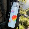 1PC Rainbow Gradient Heart Love Print 750ml Color Plastic Sports Water Bottle Leakproof Flip Straw Lid Suitable for Sports Office Home Use