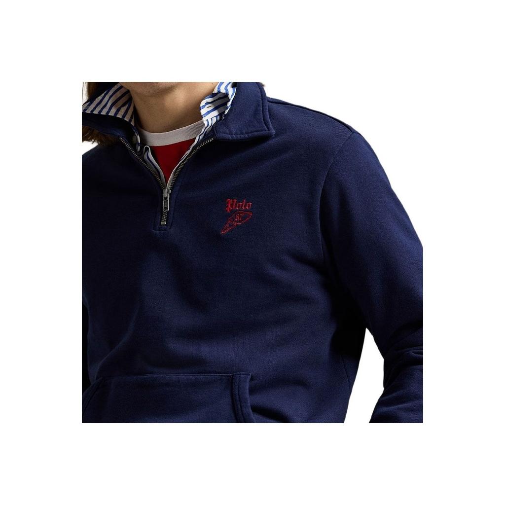 Polo Ralph Lauren Logo Embroidered Half-Zip Long Sleeve Polo Sweatshirt Men Sweatshirt Blue 100051467