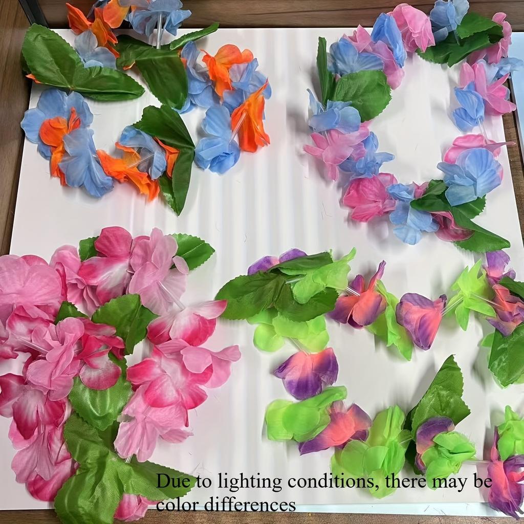 Random Color Flower Wreath Set, Petal Necklace, Headband, Wristband, Holiday Event Clothing, Party, Beach Vacation Decoration